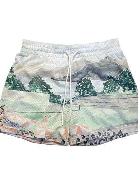 Abercrombie Fitch Getaway Scenic Print Mesh Shorts Sz Medium